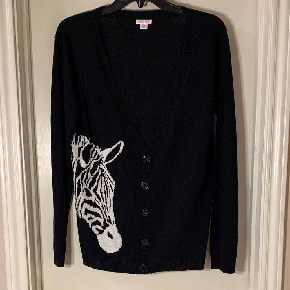 Xhilaration Black Cardigan with Zebra Design